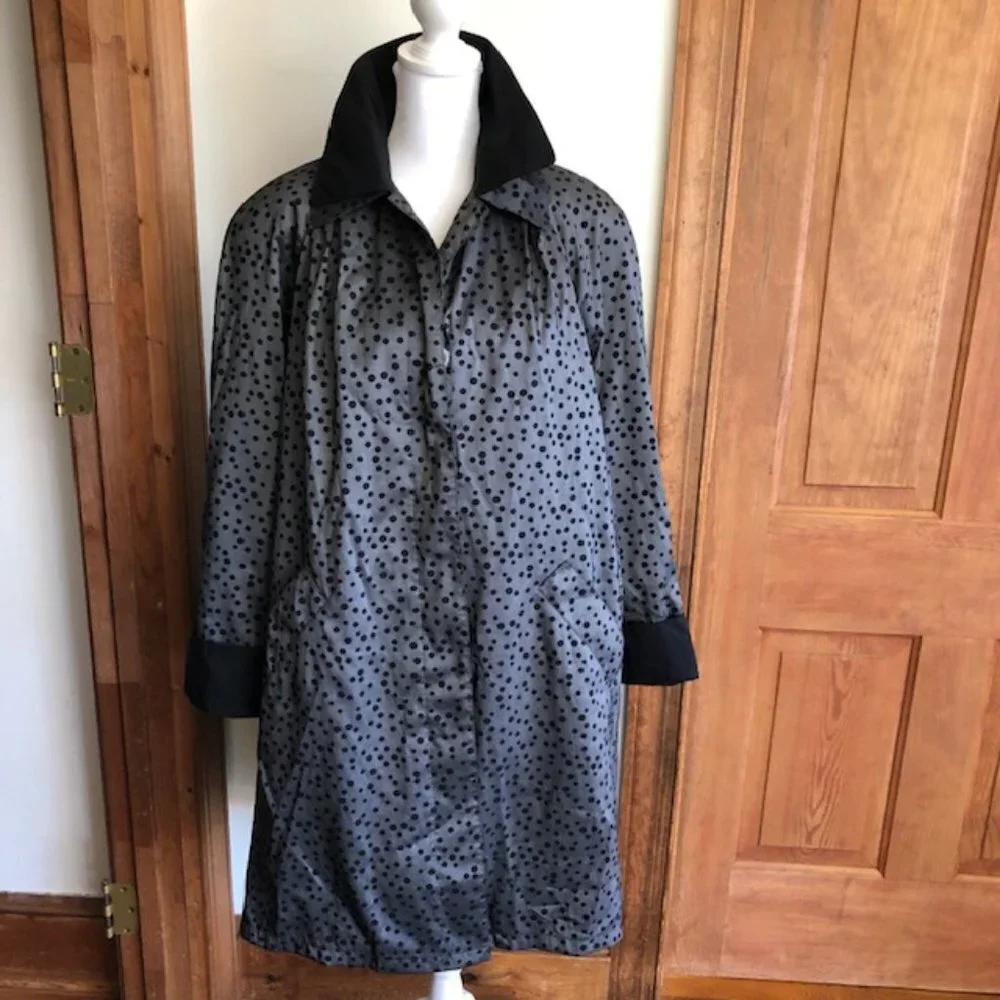 RALPH LAUREN Polka Dot Swing Coat with Removable Wool Lining Vintage